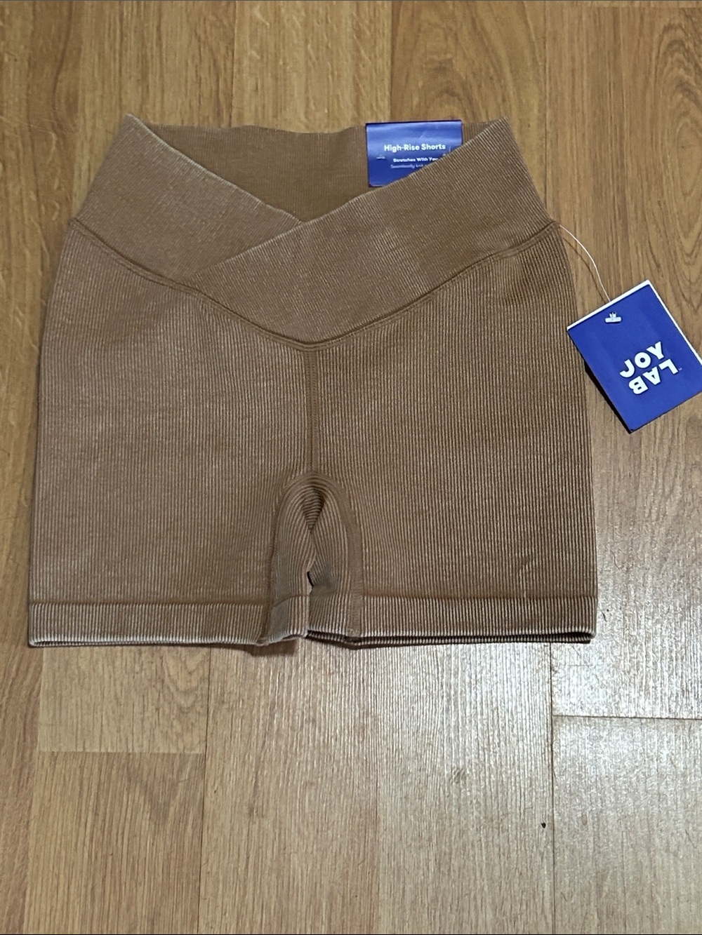 JoyLab High-Waist Ribbed Shorts in Brown Size XS NWT